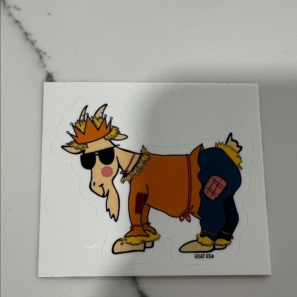 GOAT USA Brown & Blue Party Sticker - Fun Goat Design